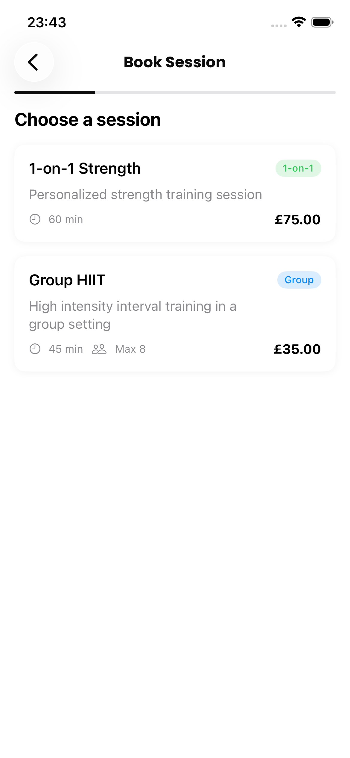 Pellavo booking flow for selecting and paying for a session